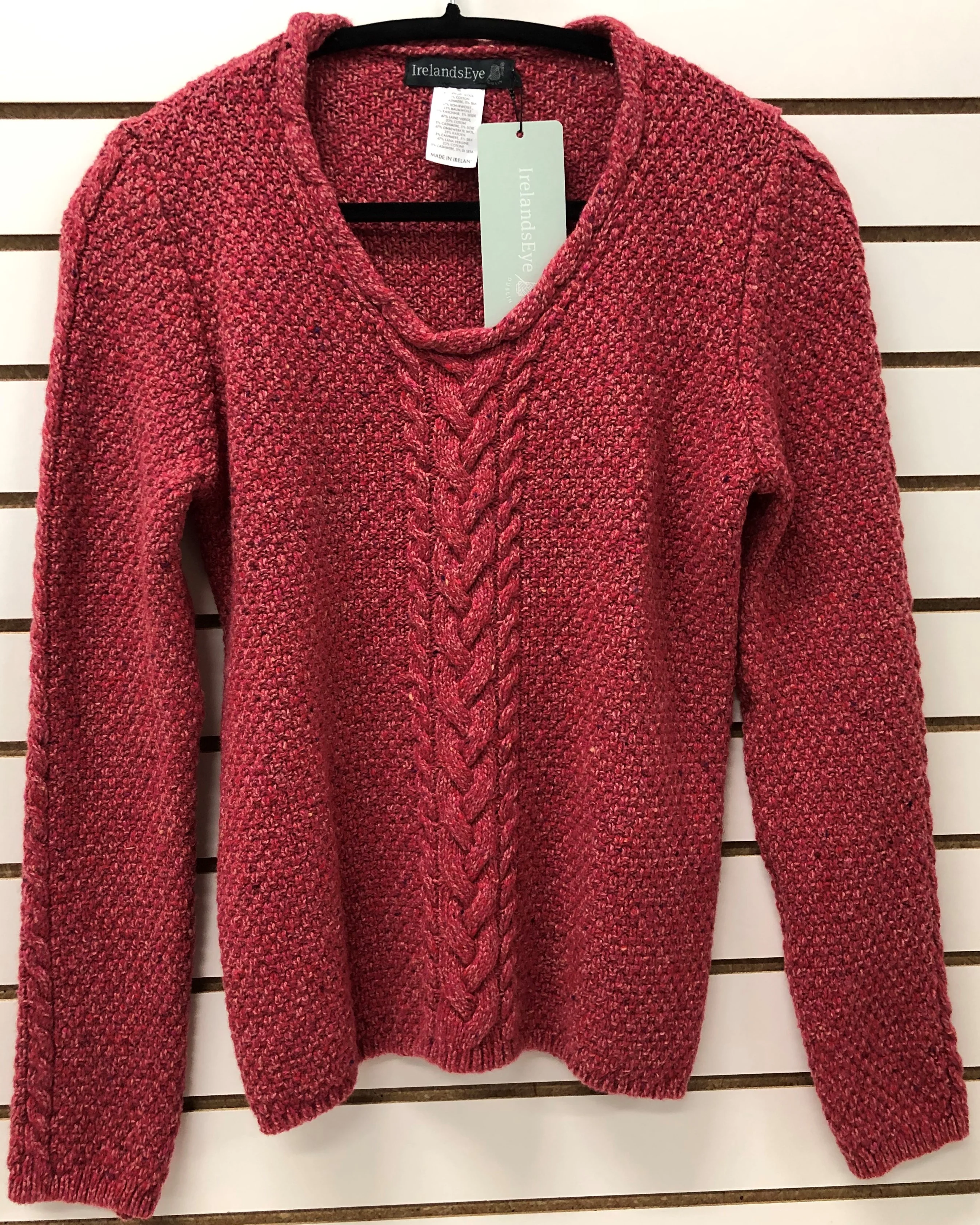 Womens Scoop V-Neck Cable Sweater - Image 2
